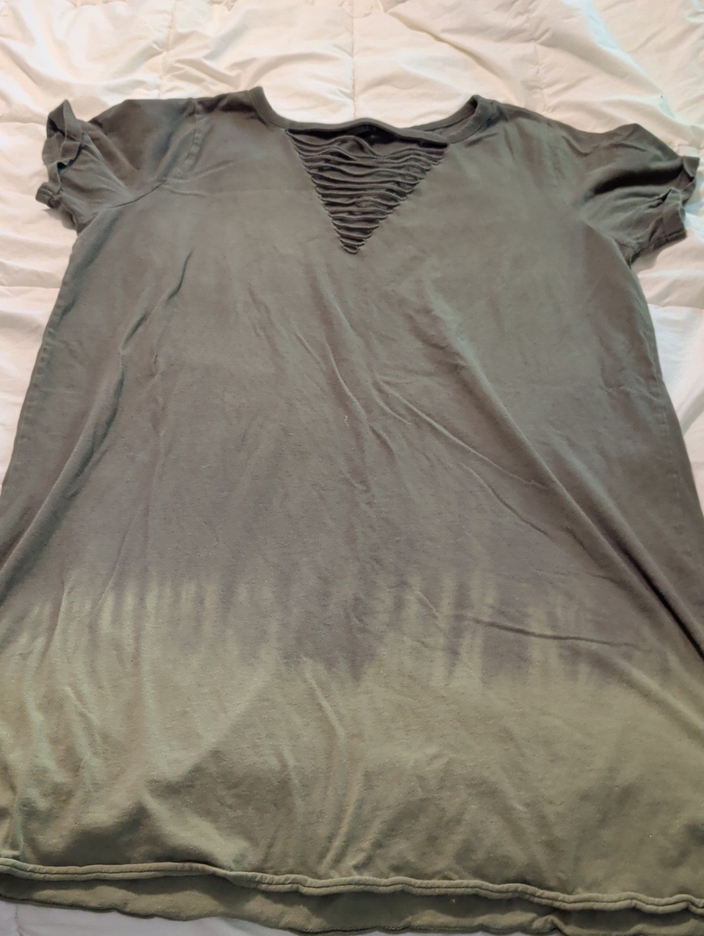 Torrid Ombre Green Short Sleeve T-shirt Dress with Lattice V-Neck